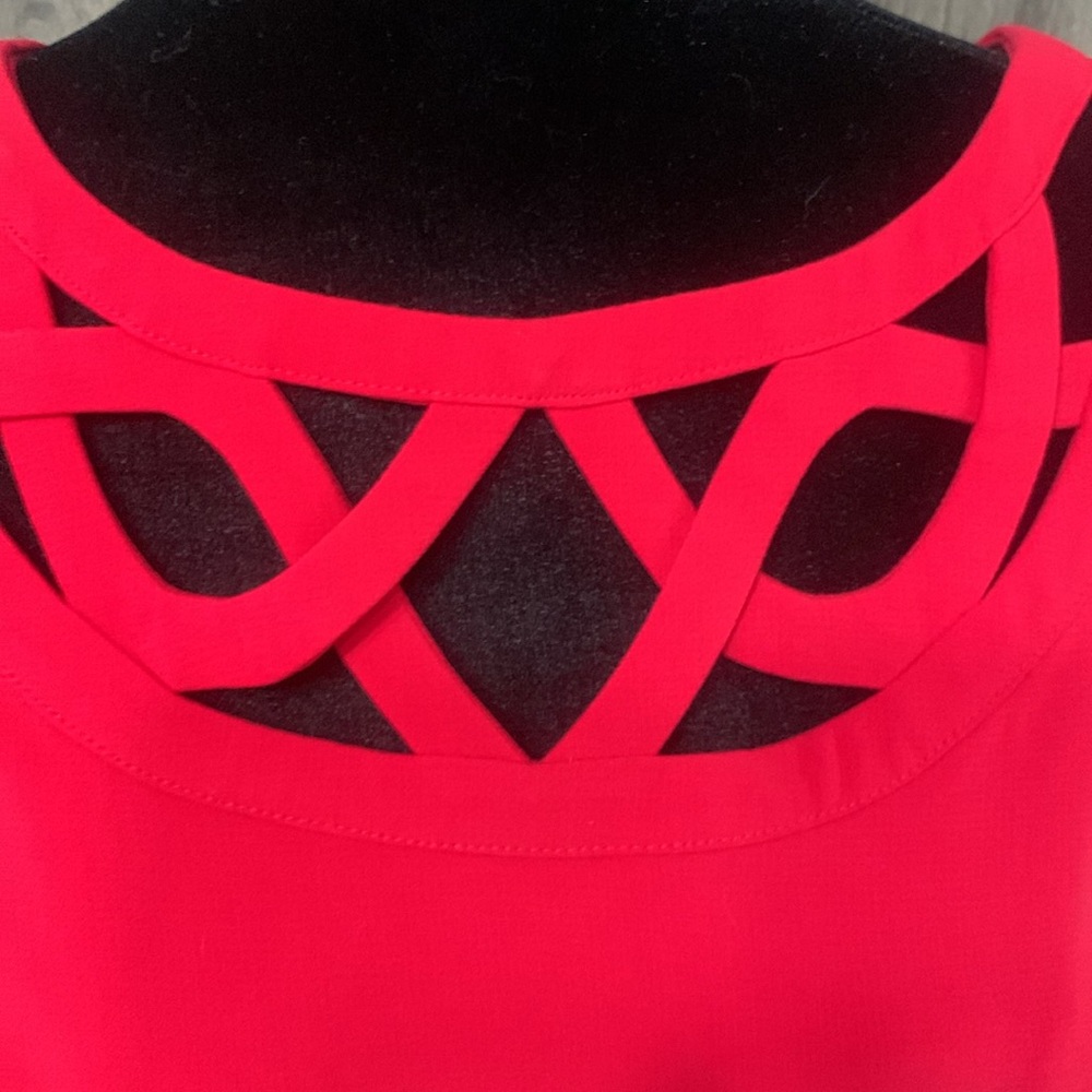 White House Black Market Bright Red Princess Rockabilly Dress Women's Size 0 - Picture 5 of 11